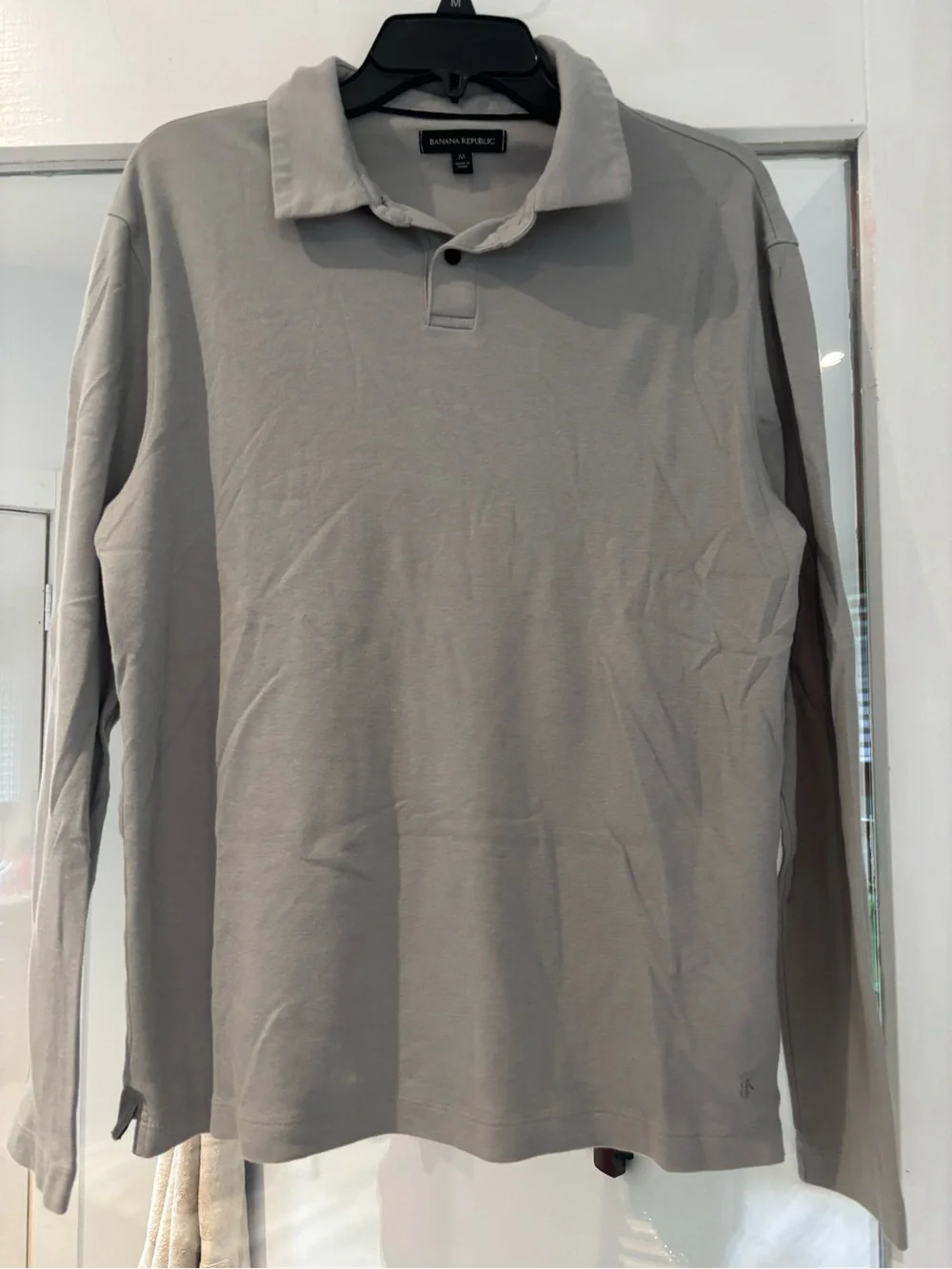 Banana Republic Men's Long-Sleeve Polo Shirt - Light Gray